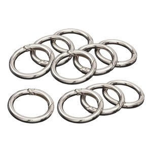 Magideal - Mosquetón Redondo De Aleación De 10 Uds., Clip A Presión, Hebilla De Llavero De Resorte, Accesorio De Organización Diy Para Bolso, Monedero, Llavero C , Plata 33Mm