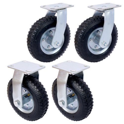 Neumático 4PCS 8IN CASTER (2PCS SWIVEL + 2PCS RIGID), rueda de ruedas, cubo de acero con rodamientos de bolas, 5/8 pulgadas