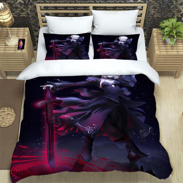 Fate/stay Night HD Print Three Piece Bedding Set Fashion Article Boys Or Adults For Beds Quilt Covers Pillowcases Gift