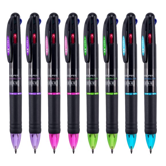 Bolígrafos Bribobo 4 en 1, 0,7 mm, multicolor, 8 unidades, regalo de oficina
