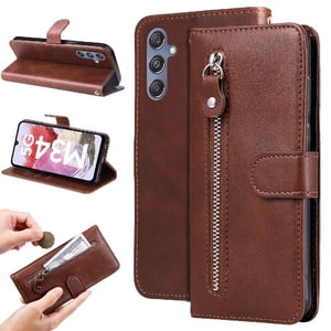 Gangxun - Funda Con Cremallera Para Samsung Galaxy M34 5G, Carcasa Cartera De Cuero Pu Con Soporte Y Tarjetero