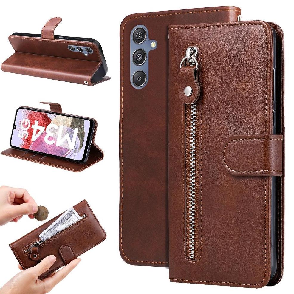 Gangxun - Funda Con Cremallera Para Samsung Galaxy M34 5G, Carcasa Cartera De Cuero Pu Con Soporte Y Tarjetero