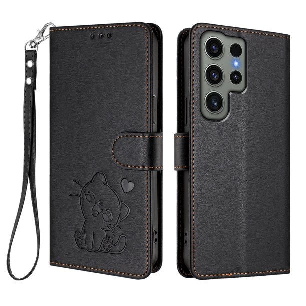 Funda Volteable tipo Billetera con Correa para Samsung Galaxy S23 Ultra, Negro