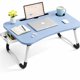 thumbnail image 1 of WSA Escritorio Plegable para Portátil con Portavasos y Ranura para Tablet - Bandeja Portátil para Cama y Sofá, Soporte Grande para Notebook para Desayunar, Escribir y Estudiar (Azul), 1 of 7