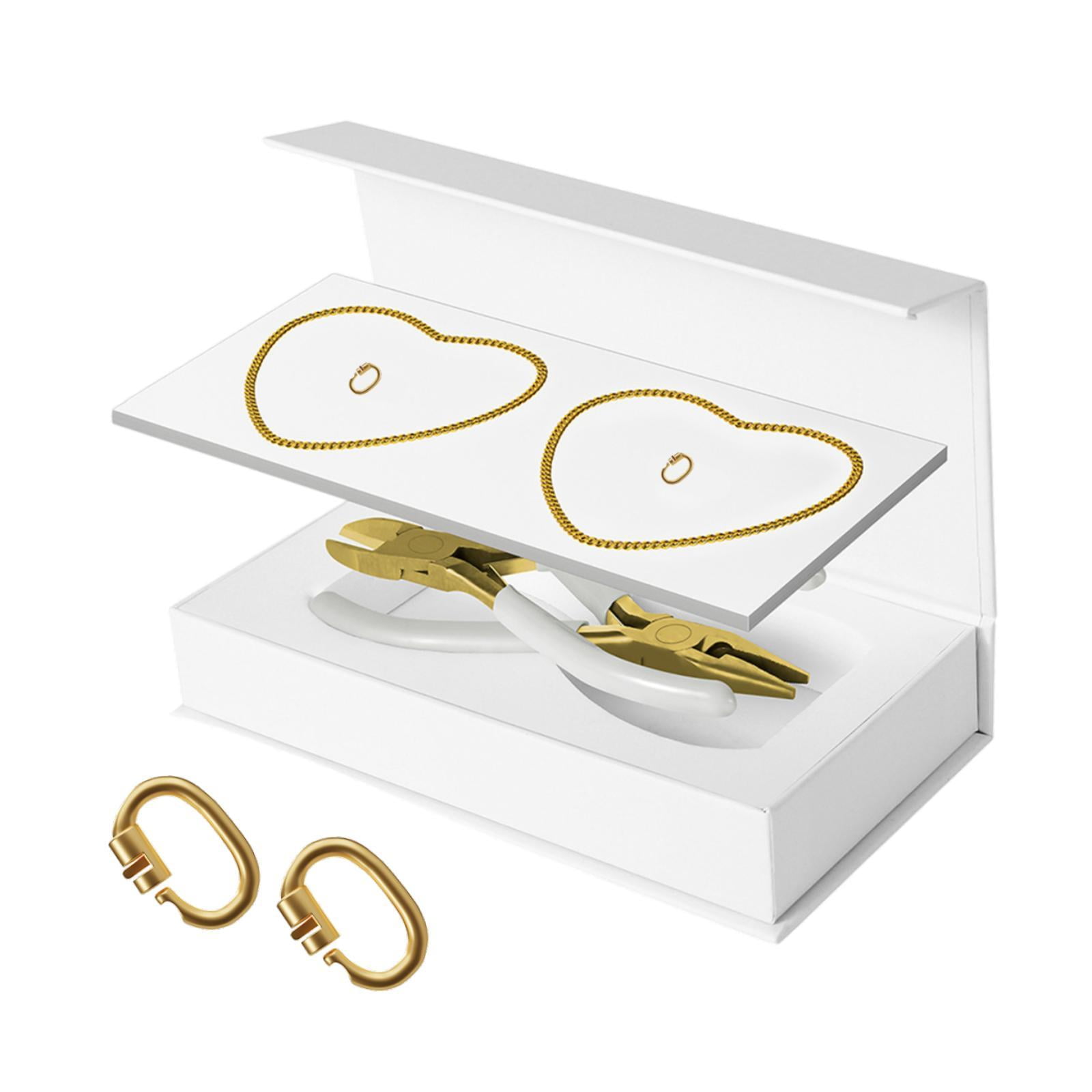 Magideal - Kit De Pulseras Permanentes De 2 Piezas Pulsera De Bricolaje De Bricolaje Está Encerrado Con Alicates De Joyas De Pulseras Para Parejas Para El Día De 1 Par De Oro