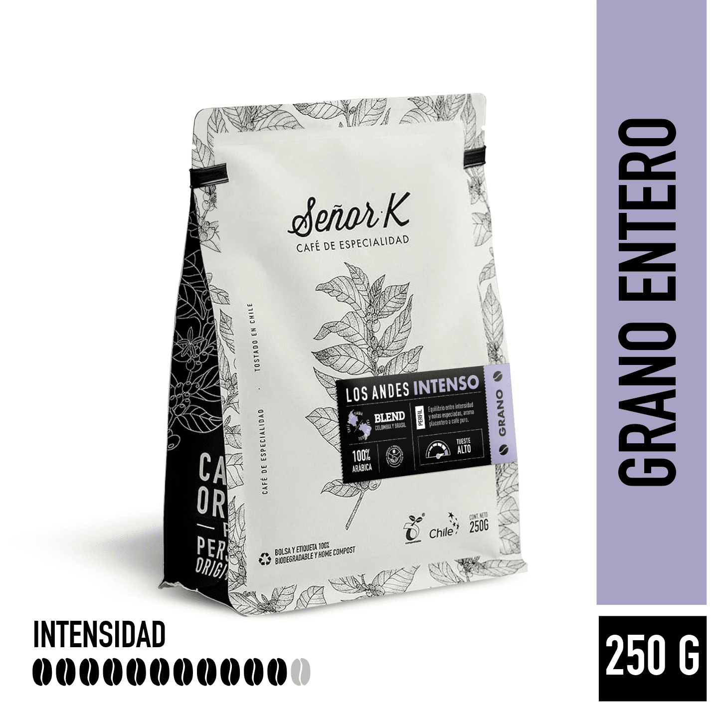 Café Grano Entero Tueste Intenso Señor K Los Andes 250g | Lider