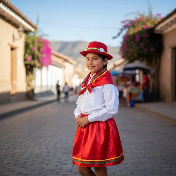 Traje Nortino Niña Gorro, Falda y Pañoleta