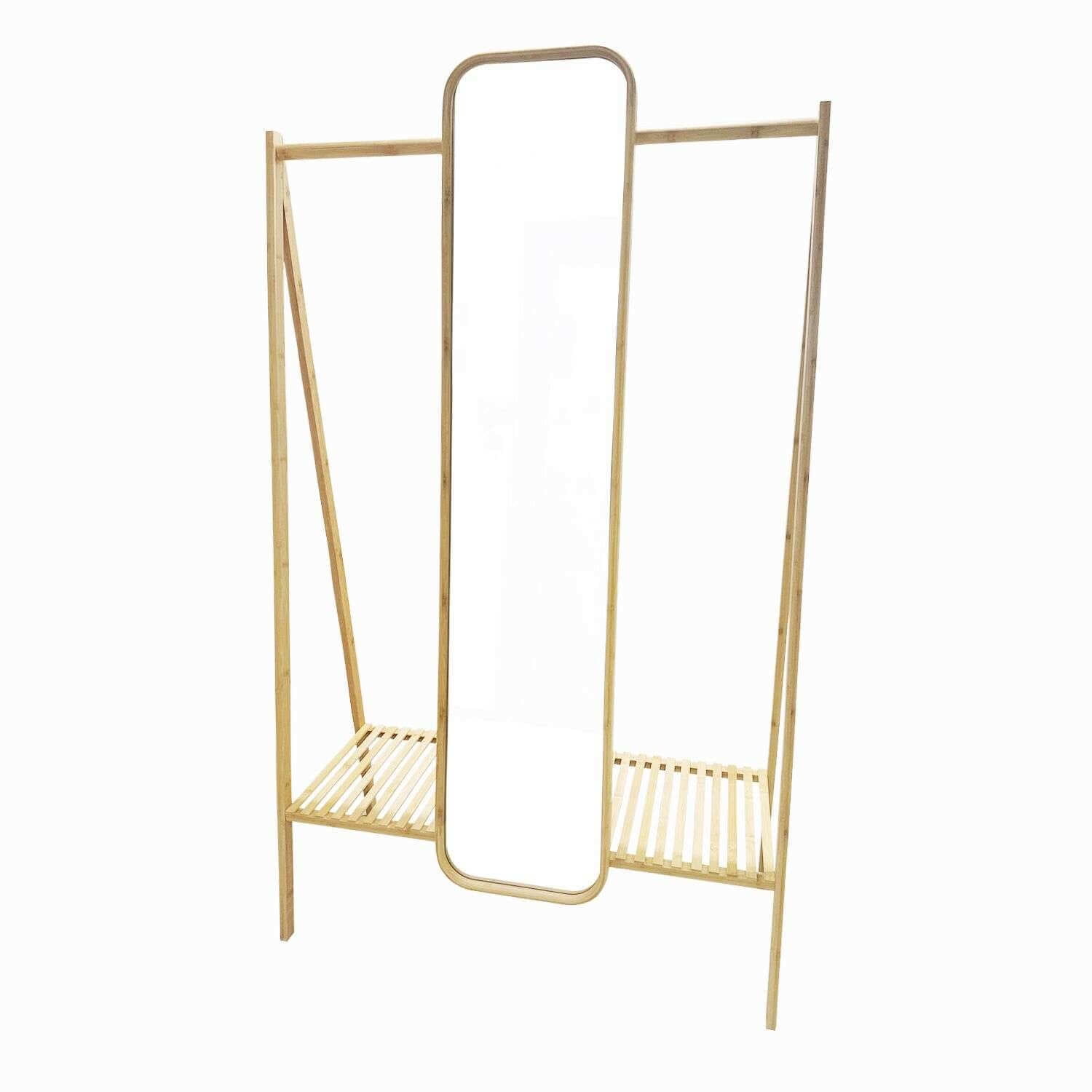 Sohogar - Perchero Organizador Con Espejo De Madera