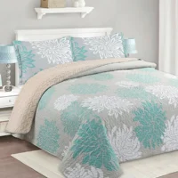 Casadeliacl - Cubrecama Quilt Sherpa 1.5 - Varios Modelos W.M G Azul Acero Diseño