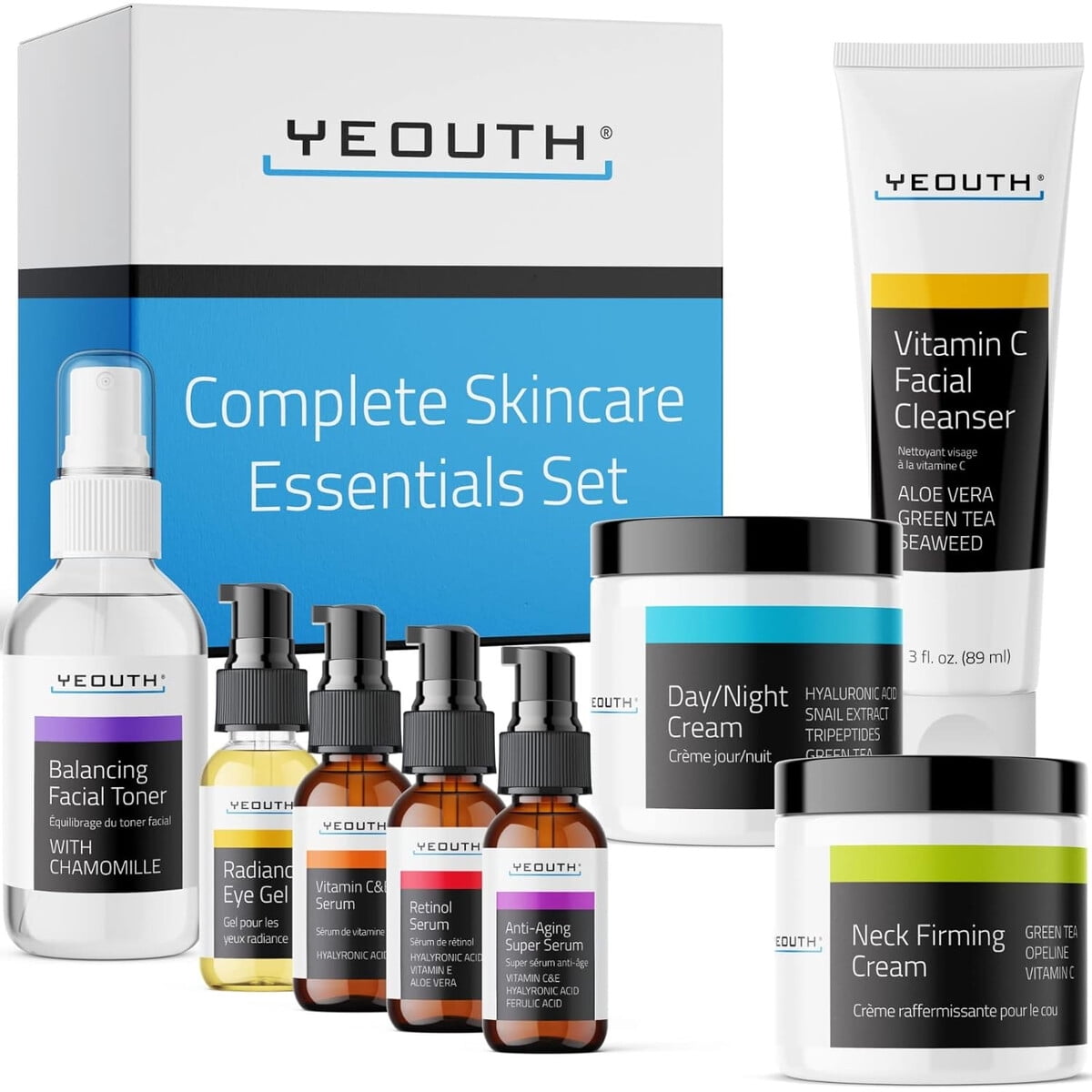 Set Cuidado Facial Yeouth Retinol Ácido Hialurónico Vitamina C