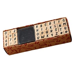 Bothyi - 40X Sellos De Goma Con Números Del Alfabeto De Madera De Estilo Vintage Para Enseñar A Escribir A Mano