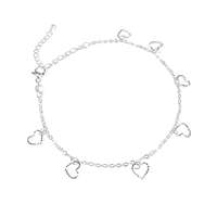 Fershop - Tobillera Plata Corazones Colgantes