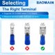 thumbnail image 4 of Terminales de horquilla Baomain 1/4" 16-14 AWG (paquete de 100 unidades), 4 of 7