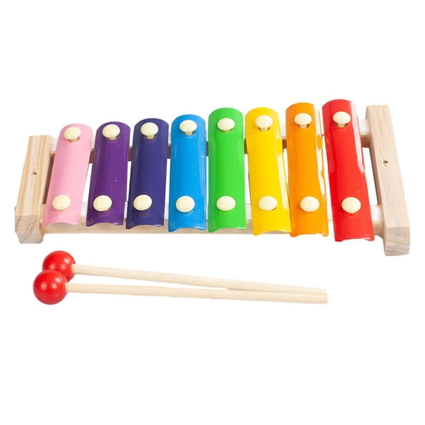 Xilófono de juguete Montessori para niños, tambor de percusión de 8 teclas, instrumento Musical, aprendizaje preescolar, regalo, juguetes para niños , Arcoíris