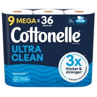 Papel Higiénico Cottonelle Ultra Clean, 1 Capa, 9 Mega Rollos