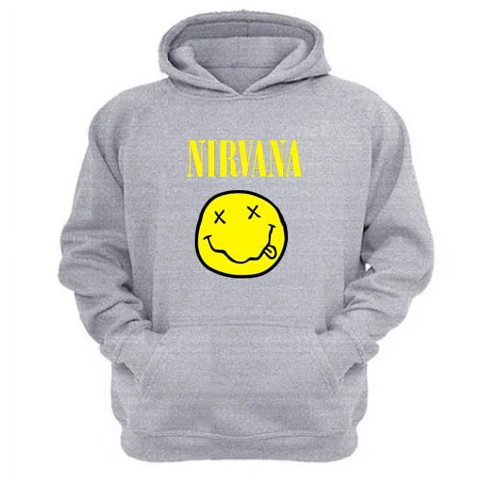 Genérico - Polerón Canguro Nirvana Gris Claro Talla M Unisex