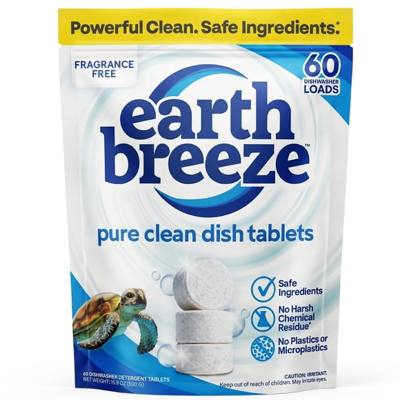 Tabletas para lavavajillas Earth Breeze, 60 unidades, sin plástico