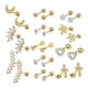 thumbnail image 2 of de aretes de 24 piezas de a , parte trasera plana, Zirconia cúbica, regalos, hipoalergénico, pequeño para mujeres , ORO, 2 of 5