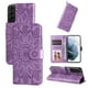 thumbnail image 1 of Funda tipo cartera FOXDOCK para Samsung Galaxy S21 Plus , diseño girasol en relieve, cuero PU, cierre magnético, soporte y tarjetero, 1 of 5