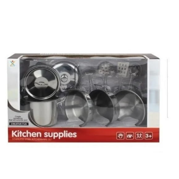 Set De Ollas Y Utensilios Metálicos Para Niñas