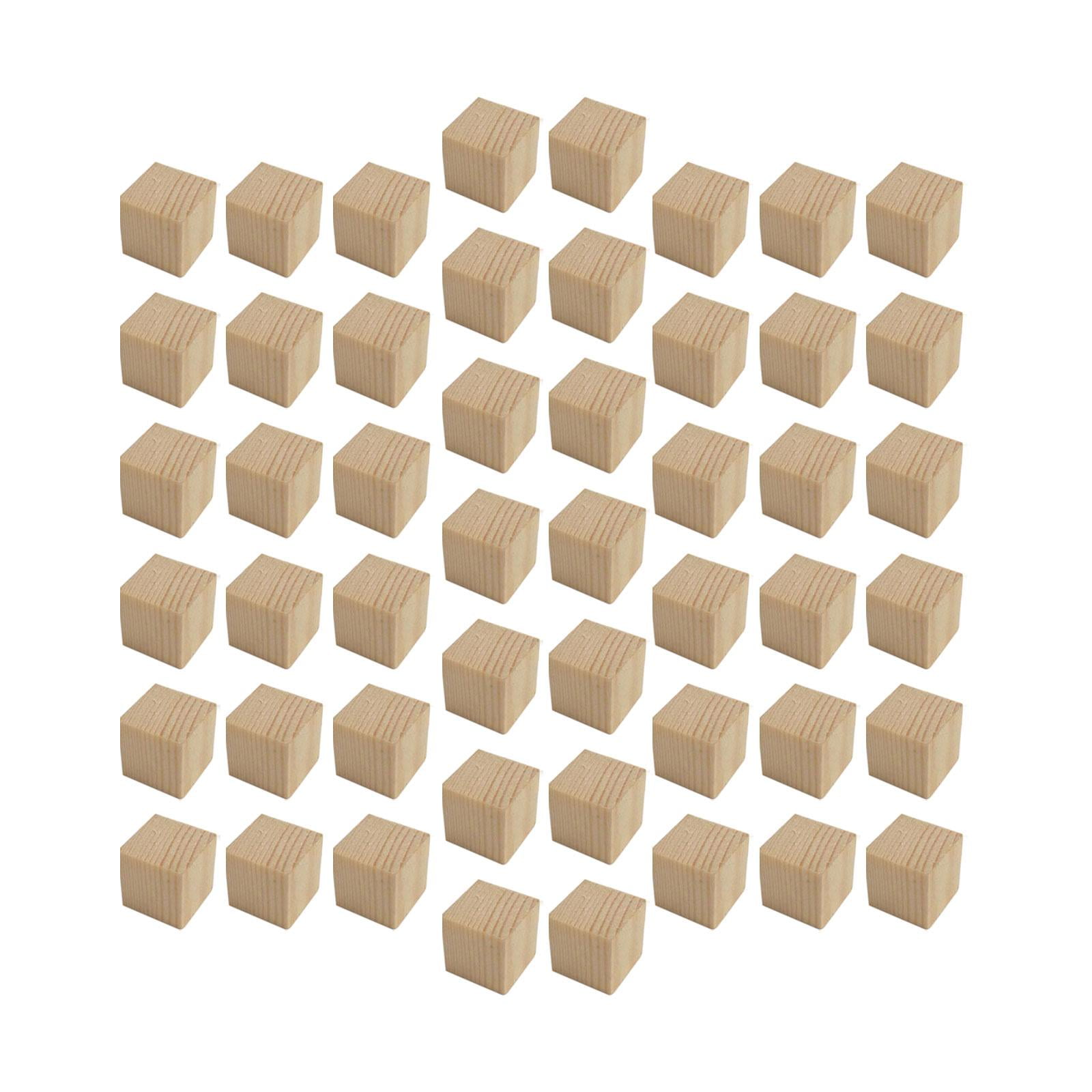 Magideal - 50 Piezas De Bloques De Madera, Bloques Apilables Para Niños, Aprendiendo A Jugar, Cubos De Madera Sin Terminar, Bloques Cuadrados Para Hacer Rompecab