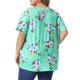 thumbnail image 3 of Agnes Orinda Blusas de Verano Casual de Talla Grande para Mujer con Estampado Floral, Cuello en V, Manga Corta, Túnicas, 1X Verde Menta, 3 of 6