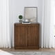 thumbnail image 1 of Mid Century Sideboard with 2 Sliding Door & Solid Wood Decorative Strips, Storage Cabinet for Living Room, Kitchen, Dining, Entryway, Hallway, 1 of 3