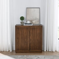 M&Ms - Mid Century Sideboard With 2 Sliding Door & Solid Wood Decorative Strips, Storage Cabinet For Living Room, Kitchen, Dining, Entryway, Hallway