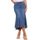 thumbnail image 1 of INSPIRE CHIC Falda Midi con Cola de Pez Lavada de Cintura Alta con Dobladillo Crudo y Bolsillos para Mujer, Azul Medio XL, 1 of 5