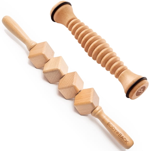 Paquete de rodillo para pies y cuerpo, masajeador de madera para la espalda