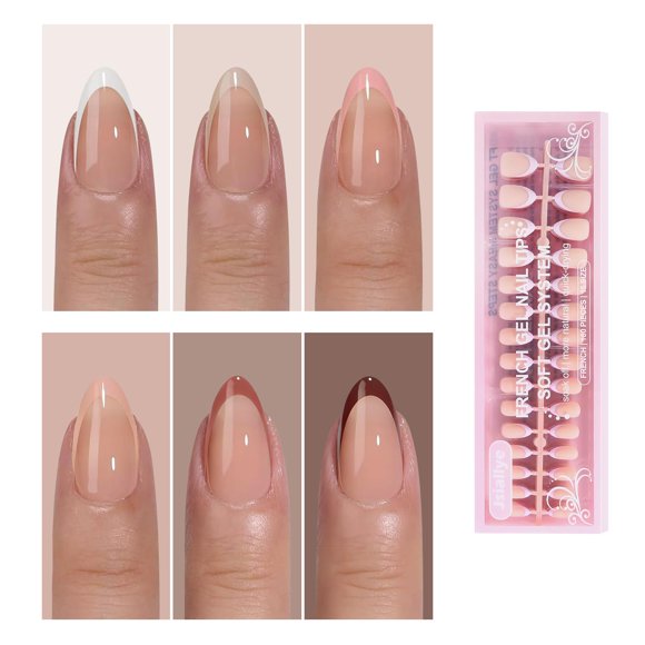 Uñas postizas Jsiallye 180 piezas forma almendra mate - 6 tonos
