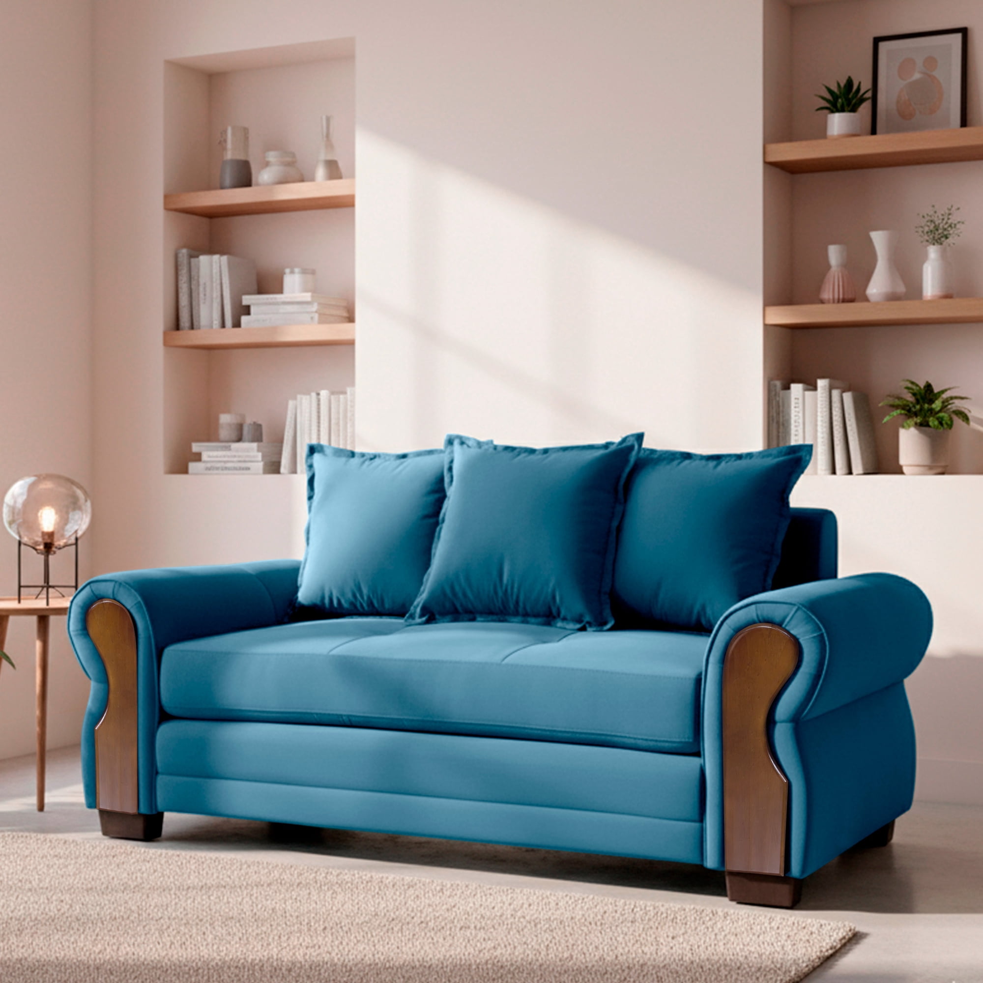 Living Factory - Sofa Arizona Res Felpa Azul 2c