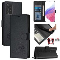 Funda Tipo Cartera Foxdock Para Samsung Galaxy A52S 5G Con Soporte, Ranuras, Rfid, Diseño De Gato