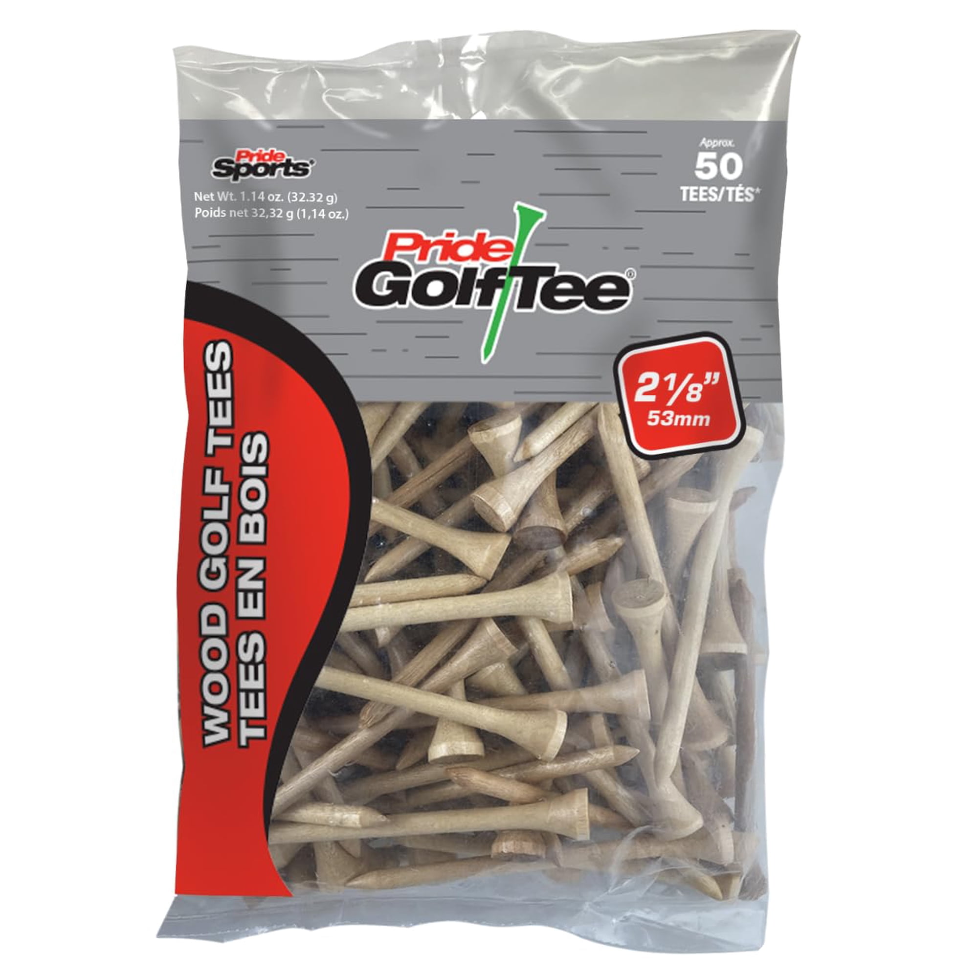 Camiseta De Golf Pridesports Pride Golf Tee, Bolsa De 50 Unidades, Natural
