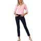 thumbnail image 2 of INSPIRE CHIC Blusas de Mujer con Mangas 3/4 Cuello en V con Encaje de Color Contrastante Blusas Casuales Rosa Claro Talla L, 2 of 5