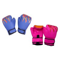 Magideal - 2 Pares Guantes De Boxeo Para Niños Entrenamiento Transpirables Y Cómodos Material Pu Padded Adecuado Para Muay Thai Karate Ejercicio Gimnasio Regalo Rosa Y Azul