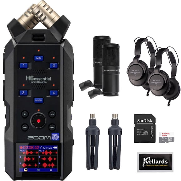Grabador de audio portátil Zoom H6essential de 6 pistas con micrófono