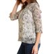 thumbnail image 4 of INSPIRE CHIC Camisas de Mujer de Manga 3/4 Blusas de Chifón Floral Gris Púrpura M, 4 of 7