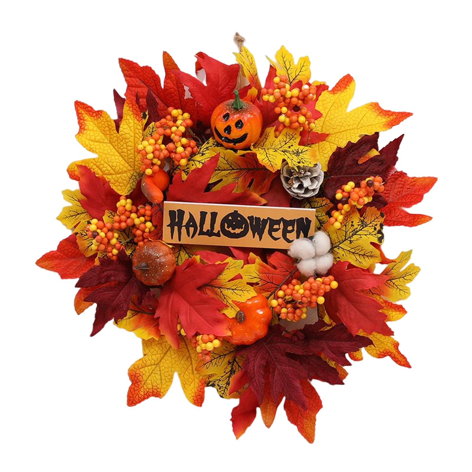 Magideal - Otoño Halloween Corona Puerta Delantera Decoración 16 Pulgadas Mesa