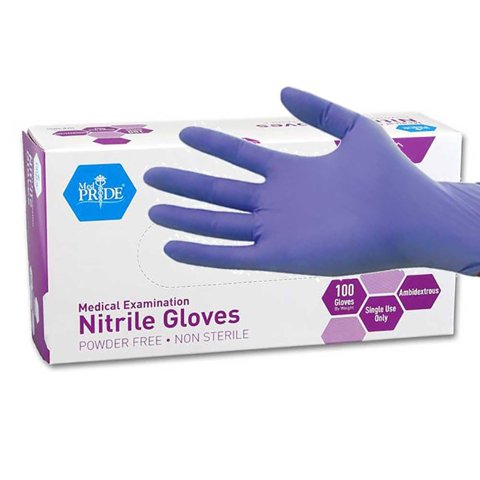 Gloves Med Pride Nitrilo Exam Sin Polvo Iris Blue Medium