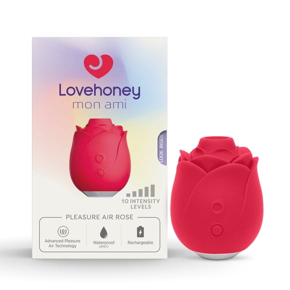 Lovehoney Mon Ami Pleasure Air Rose, vibrador de succión rojo
