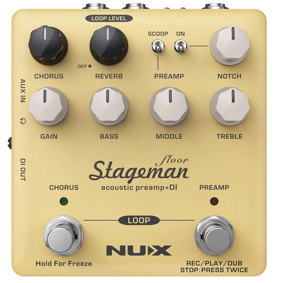 Preamplificador acústico y pedal DI NUX Stageman Floor con efectos