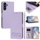 thumbnail image 1 of Funda de Cuero Tipo Billetera para Samsung Galaxy A16 4G / 5G 6.7", con Tarjetero, Pulsera, Soporte a Prueba de Golpes con Relieve de Patrón Feliz, Funda para Teléfono, Morado Claro, para Galaxy A16, 1 of 8