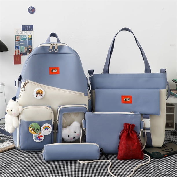 5 Set Backpack For Teenger Girl Cute BookBags Water Proof School Bags For Woman 2022 High Capacity Backpack Student Bag Female