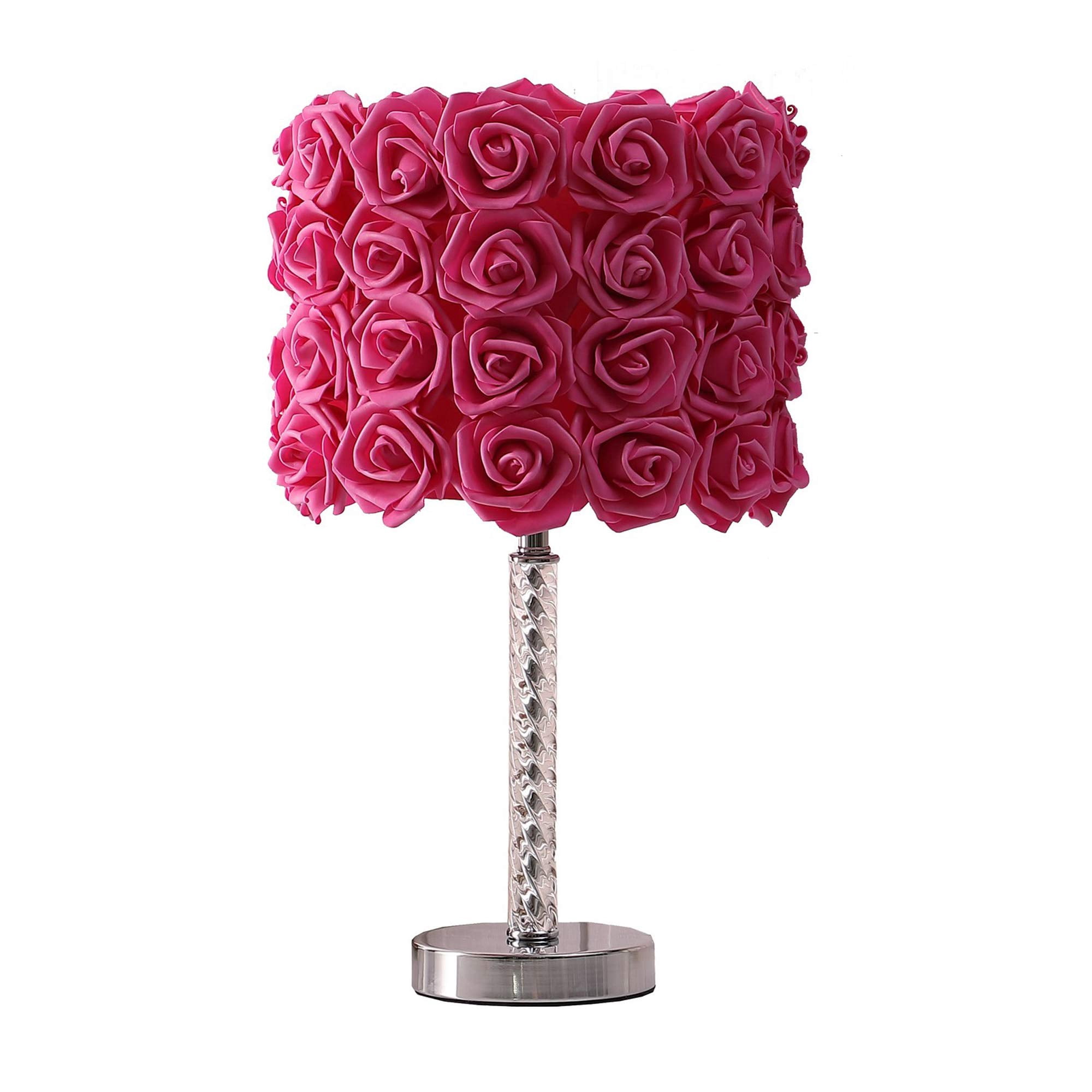 Benzara - Lámpara De Mesa Benjara Bloom Roses Con Base Acrílica Retorcida Roja