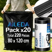 Aileda Bolsa De Basura Grande 80 X 120 Cms - Excelente Calidad 20 Rollo Con En Total 220 Unidades