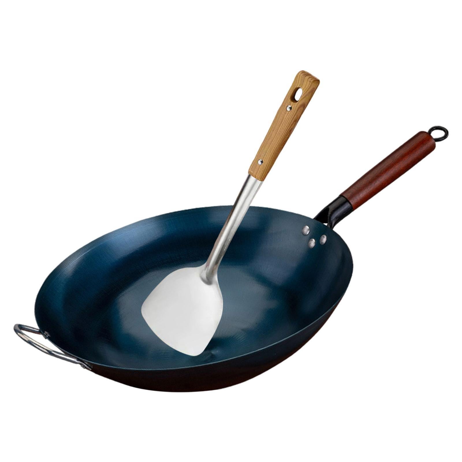 Magideal - Sartén Wok Antiadherente Para Ollas De Cocina Universal Con Cuchara Para Freír, Mango De Madera, Sartenes Para Saltear, Cocina De Inducción, Sartén Pa Diámetro 30cm