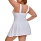 thumbnail image 5 of Agnes Orinda Traje de Baño para Mujer Talla Grande Vestido de Baño con Aumento y Control de Abdomen Traje de Baño de Verano para Vacaciones en la Playa con Pantalones Cortos Integrados 1X Blanco, 5 of 9