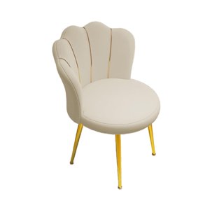 Bothyi - Silla De Tocador Con Patas De Metal, Silla Auxiliar, Silla De Salón Suave Con Respaldo, Color Beige