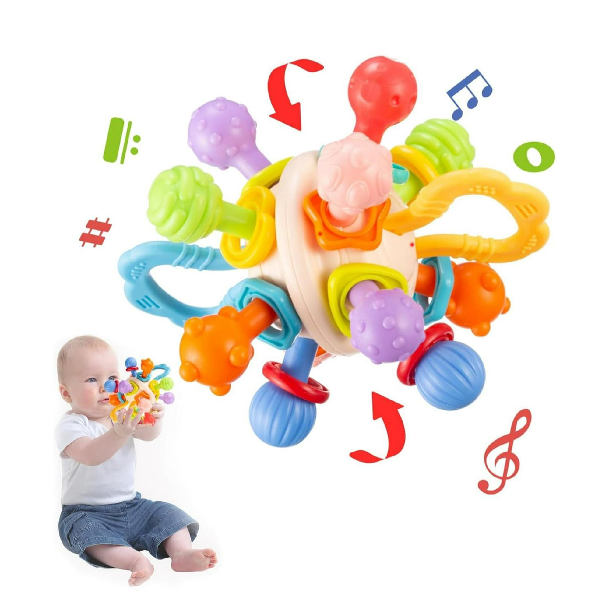 Genérico - Juguete Sonajero Mordedor Estimulante Para Bebes Celeste